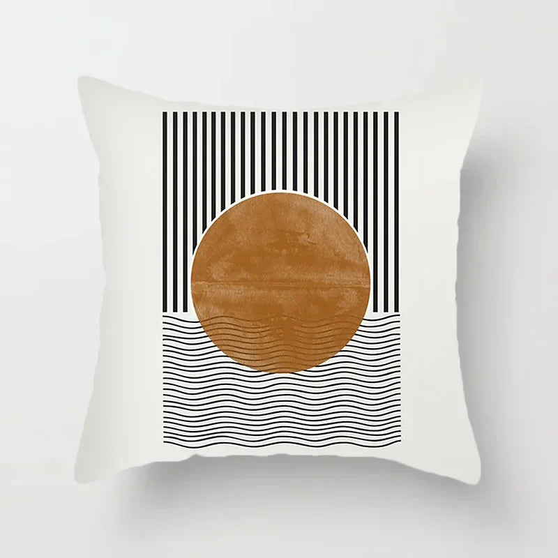 Aurum Housse de coussin - Housse de coussin moderne noir et blanc avec impression artistique abstraite