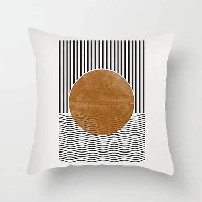 Aurum Housse de coussin - Housse de coussin moderne noir et blanc avec impression artistique abstraite