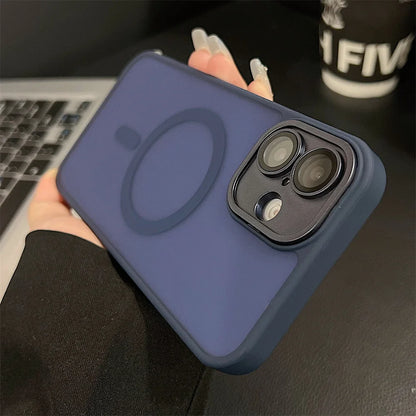 Coque de protection MagSafe translucide mate de luxe pour iPhone 16 Pro Max 15 14 13 12 11 antichoc Couverture de charge sans fil