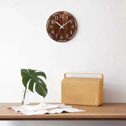 GlowClock – Luxe Horloge Mural en Bois avec Éclairage Nocturne