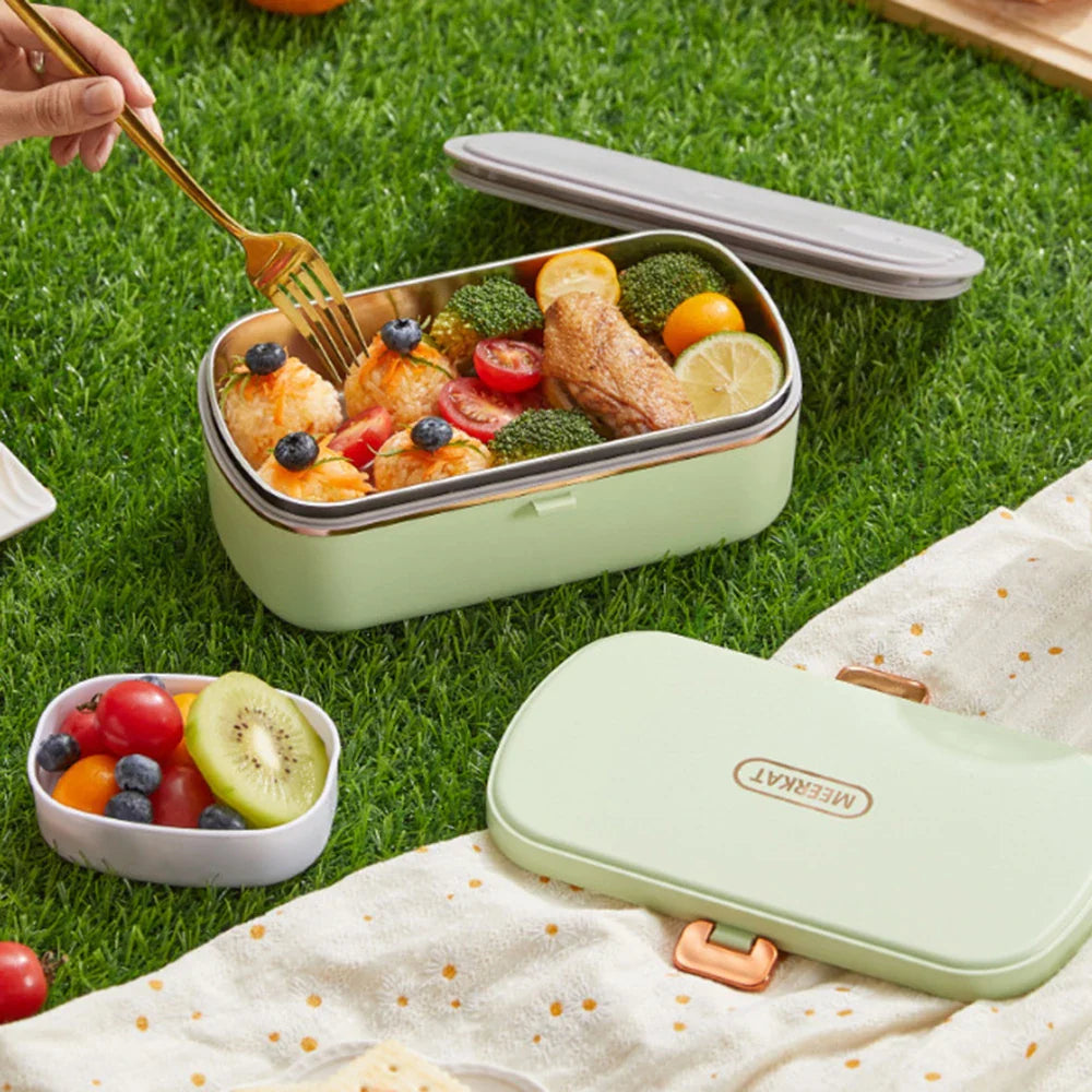 Bento à lunch box électrique portatif en acier inoxydable - Chauffage sans eau, capacité de 900ml, idéal pour le bureau et les voyages