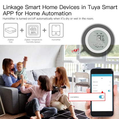 Capteur de température et d'humidité intelligent Tuya ZigBee avec écran LCD - Hygromètre intérieur WiFi Surveillance via SmartLife Google Alexa Apps