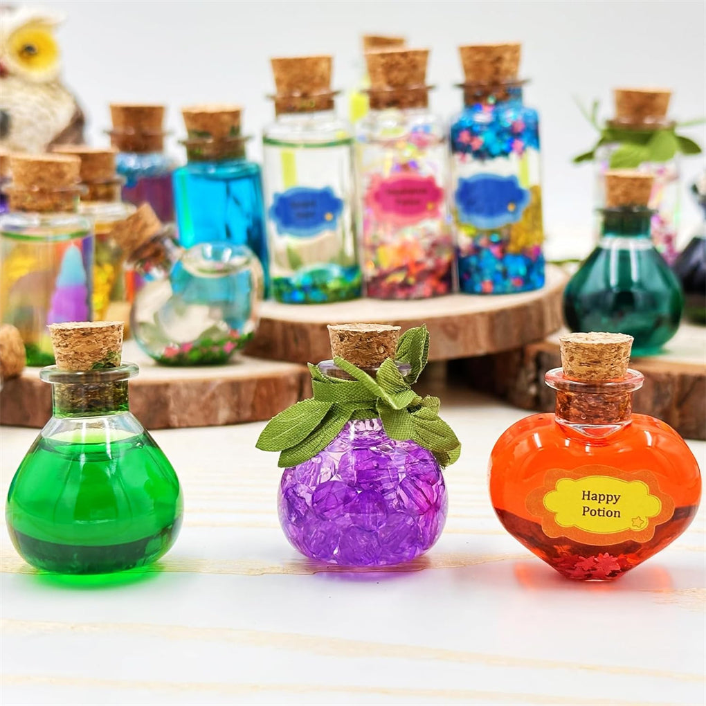 Kit de potions magiques DIY enchanteur pour enfants - 24 bouteilles, livre de sorts et accessoires magiques pour s'amuser à Halloween et Noël