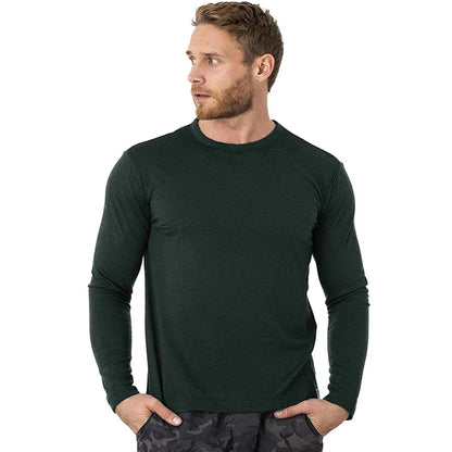 Ensemble de couche de base thermique en laine mérinos pour hommes - Haut à manches longues de poids moyen de 240G & Chaussettes de randonnée gratuites