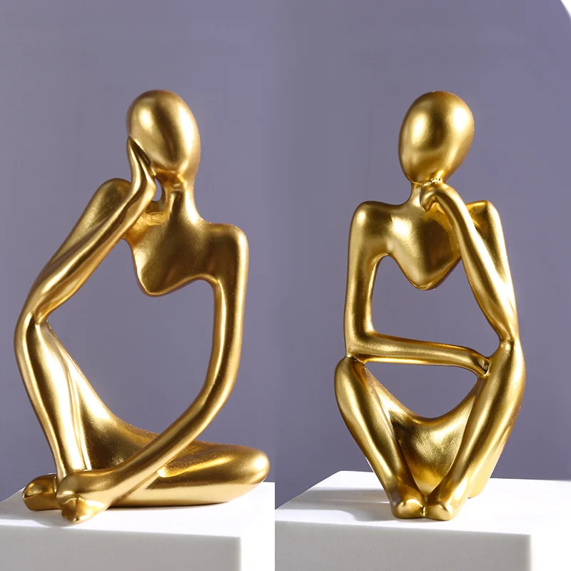 Ensemble de sculptures nordiques modernes 'Le Penseur' comme décoration élégante pour le salon et le bureau