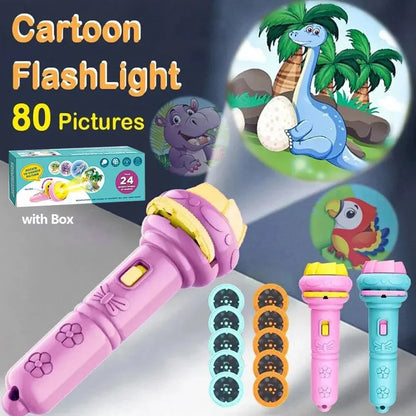 Set de projecteur de lampe torche créatif pour enfants - 10 cartes avec 80 motifs, parfait compagnon pour l'histoire au coucher