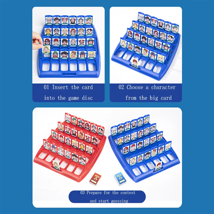 Jeu interactif Devine Qui pour enfants - Jeu de cartes puzzle logique parent-enfant pour le plaisir et l'engagement entre amis