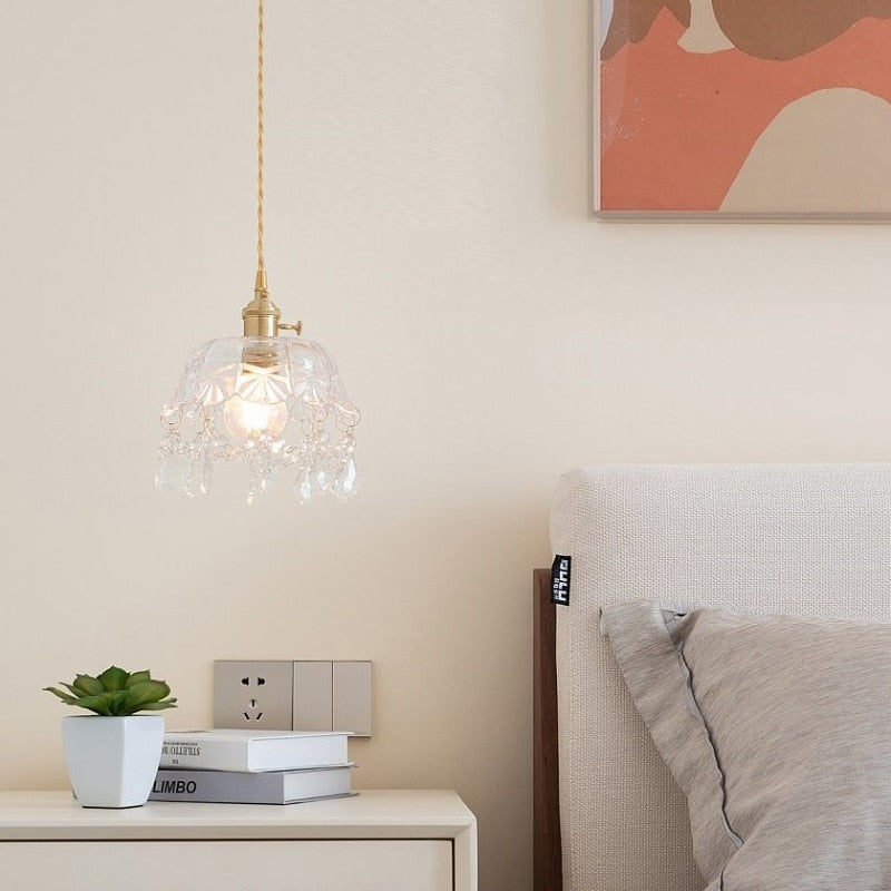 Floroux - Luminaire suspendu transparent en verre cristal