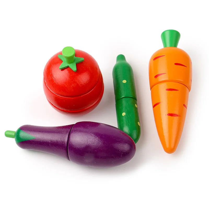 Ensemble de jeu de cuisine en bois - jouet Montessori de coupe de fruits et légumes pour enfants