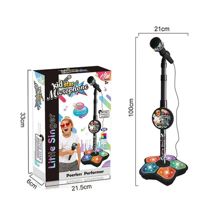 Microphone de karaoké pour enfants ajustable avec support - Jouet musical amusant pour garçons et filles, cadeau d'anniversaire éducatif, compatible MP3