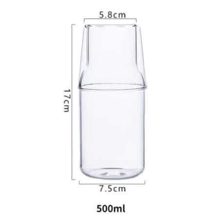 Ensemble de 2 pièces verres de nuit colorés et carafe