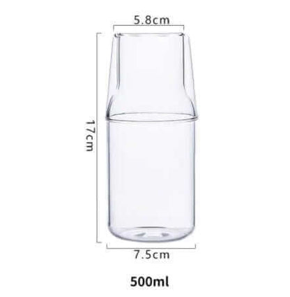 Ensemble de 2 pièces verres de nuit colorés et carafe