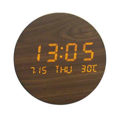 BoisTempo – Horloge de Bureau en Bois avec Alarme et Affichage LED