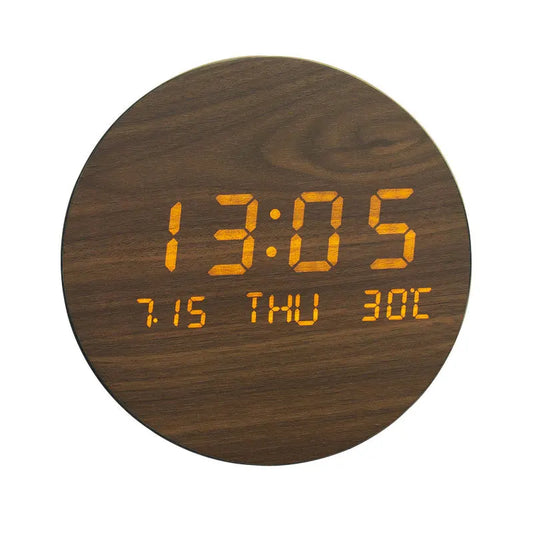 BoisTempo – Horloge de Bureau en Bois avec Alarme et Affichage LED