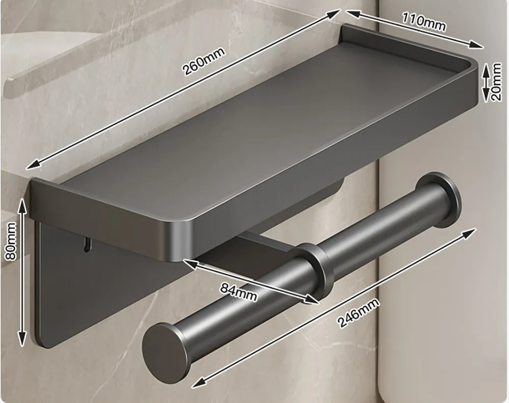 LuxeHold – Porte-rouleau de toilette multifonctionnel élégant