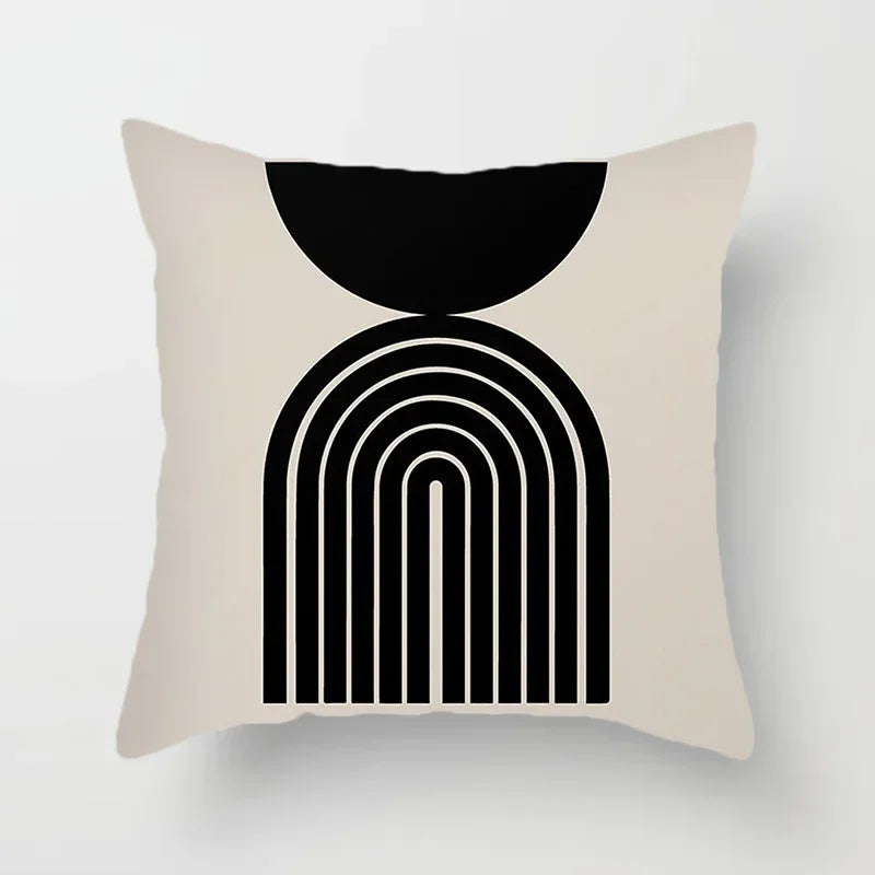 Aurum Housse de coussin - Housse de coussin moderne noir et blanc avec impression artistique abstraite