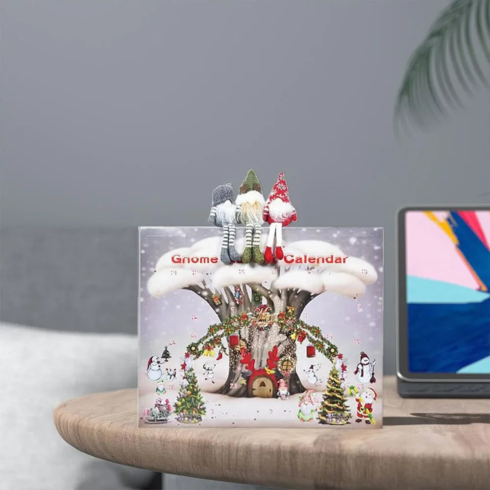 Calendrier de l'Avent Gnome de Noël en Peluche - Décor Scandinave pour le Compte à Rebours des Fêtes, 3 Gnomes Tomte Collectionnables