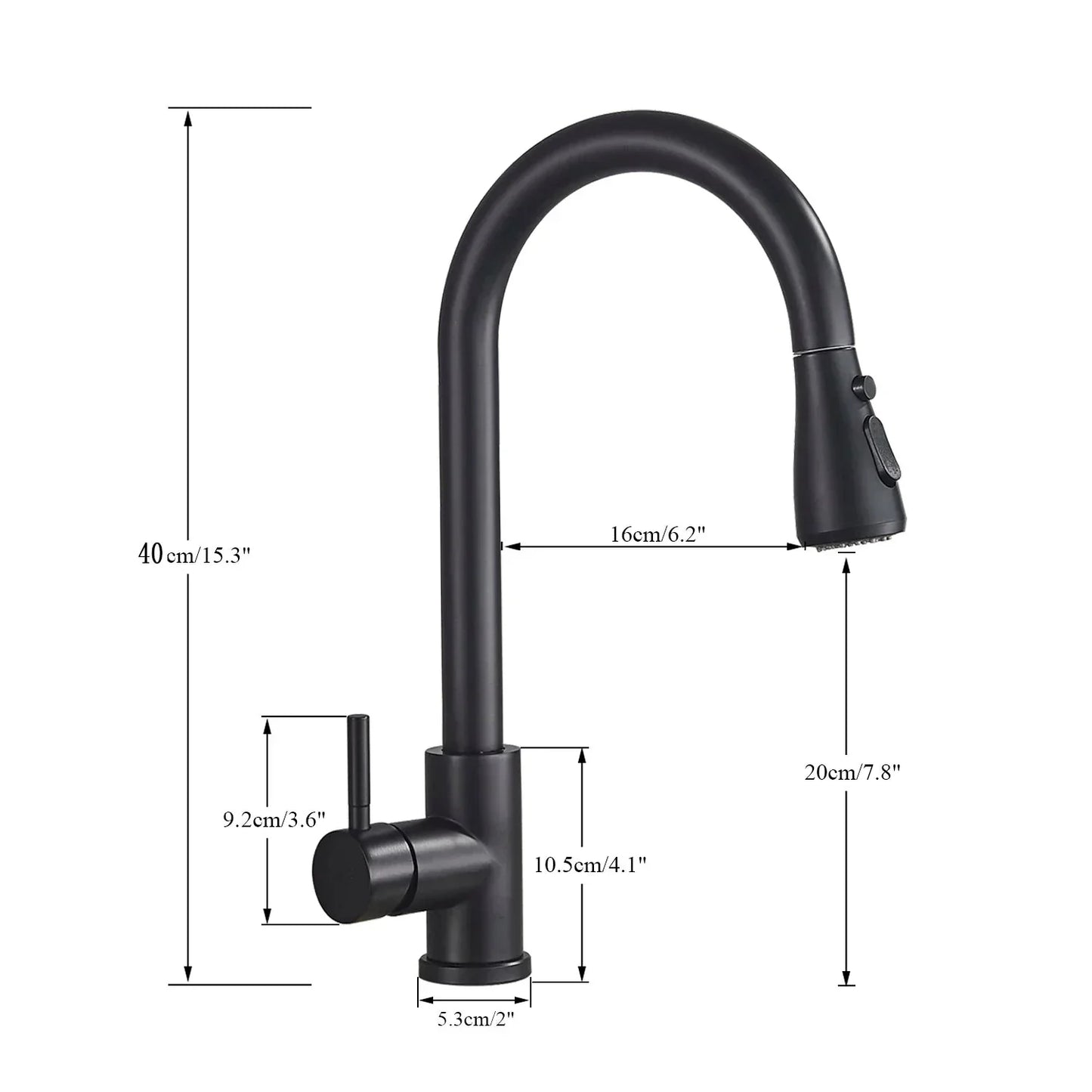 BlackStream Robinet – Moderne Robinet de Cuisine Téléscopique Noir
