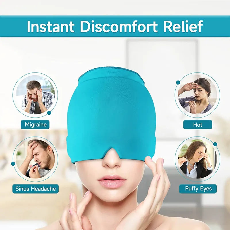 Casquette de soulagement des migraines en gel rafraîchissant - Chapeau de thérapie contre les maux de tête ajustable pour un confort ultime et un soulagement apaisant