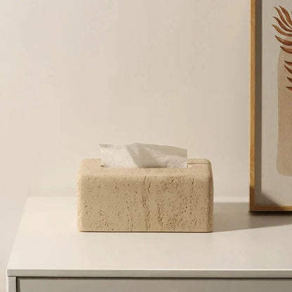 Floroux Faux Travertin Porte-mouchoir | Décoration de salle de bains élégante | Pratique & Stylé