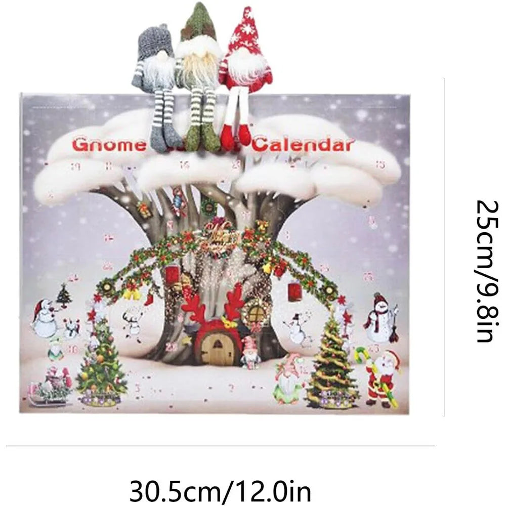 Calendrier de l'Avent Gnome de Noël en Peluche - Décor Scandinave pour le Compte à Rebours des Fêtes, 3 Gnomes Tomte Collectionnables