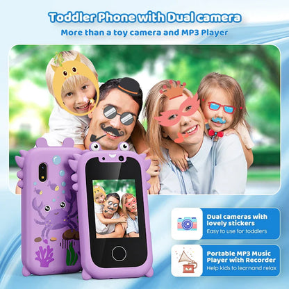 Jouet Smartphone Interactif pour Enfants - Lecteur Musical Éducatif avec Double Caméra, Écran Tactile & Carte Mémoire de 512 Mo pour un Apprentissage Créatif