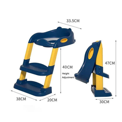 Échelle de toilette pliable réglable pour enfants - Escabeau, coussins souples, s'adapte aux toilettes standard