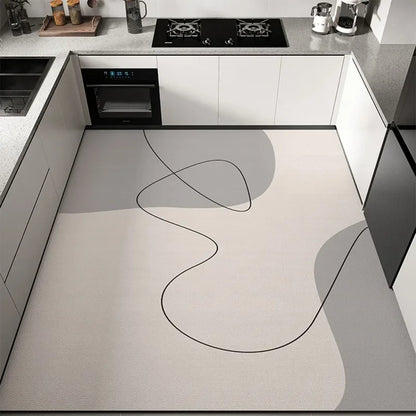 Tapis de cuisine moderne en PVC – Tapis de sol imperméable et résistant à l'huile pour une décoration intérieure élégante