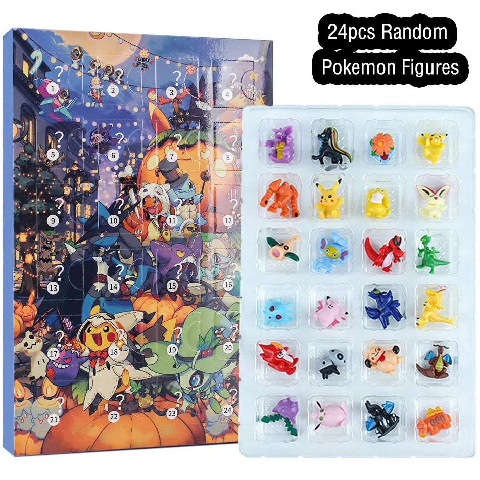 Calendrier de l'Avent Kawaii Pikachu - 24 figurines en PVC Anime pour enfants, ensemble cadeau de vacances
