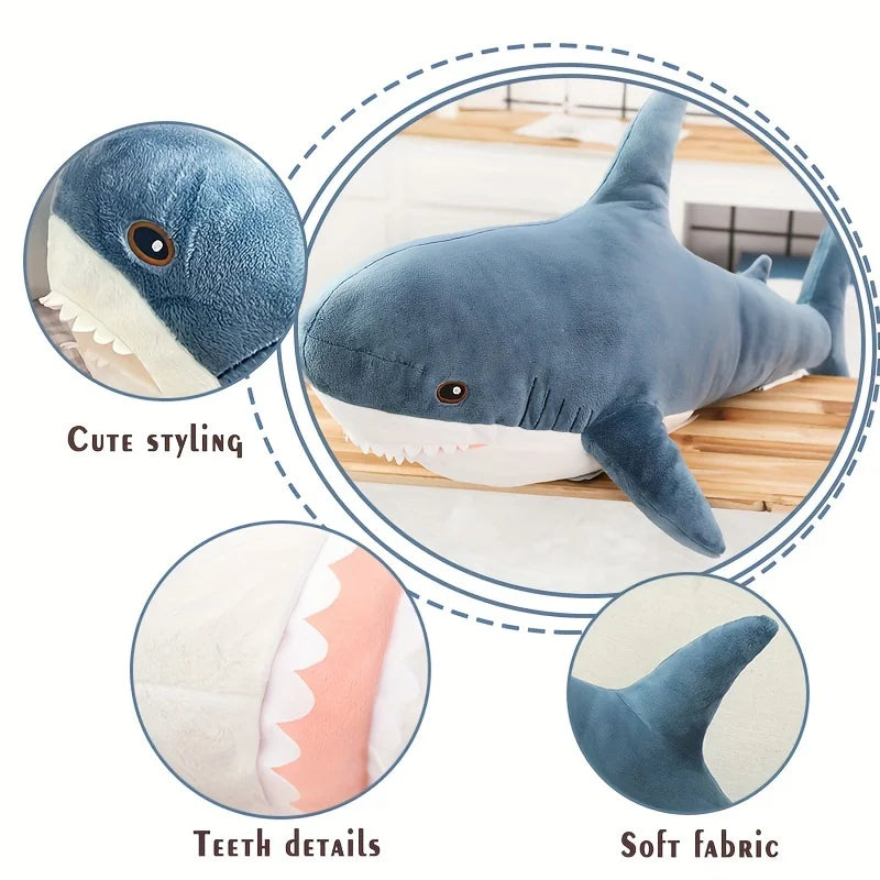 Coussin en peluche Kawaii requin - Jouet en peluche mignon pour enfants, cadeau animal doux pour anniversaire, compagnon de câlin pour garçons et filles