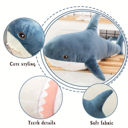 Coussin en peluche Kawaii requin - Jouet en peluche mignon pour enfants, cadeau animal doux pour anniversaire, compagnon de câlin pour garçons et filles