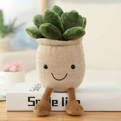 Coussin Succulent en Peluche – Coussin Décoratif Créatif en Design de Pot pour Chambre d'Enfant et Salon, Cadeau Idéal