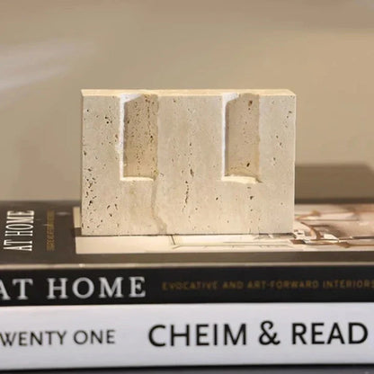 Floroux Candle Holder in Travertine | Elegant Table Decor | Faux Travertine for Elegant Atmosphere