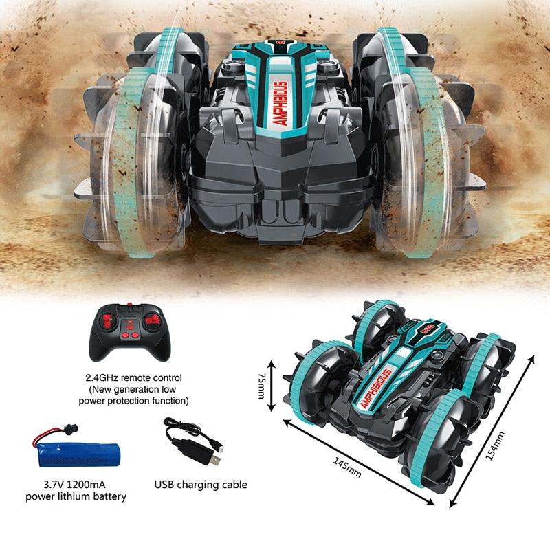 Véhicule de stunt télécommandé tout-terrain - Voiture de dérive double face avec roues LED, jouet d'aventure en plein air pour garçons