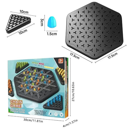 Jeu d'échecs Triangle Strategy pour 2-4 joueurs - Jeu de société amusant en famille pour enfants et adultes avec défi de bande en caoutchouc