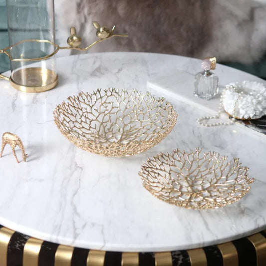 Decorative Metal Bowl Floroux | Coral Design | Elegant Table Decoration | Perfect for the Home