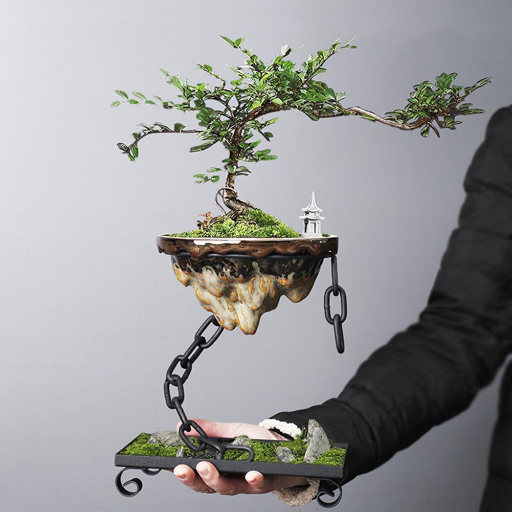 Floroux Hanging Bonsai Pot with Chain Suspension | Minimalist Design | Indoor & Outdoor