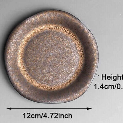 Tasse rétro japonaise avec glaçure rouillée et poignée en bois
