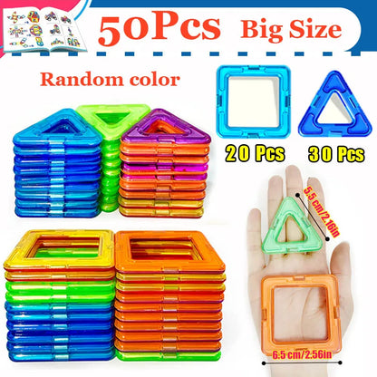 Ensemble de blocs de construction magnétiques créatifs - Grands et mini jouets DIY pour enfants de 7 à 12 ans, cadeau éducatif amusant de construction en couleurs mixtes