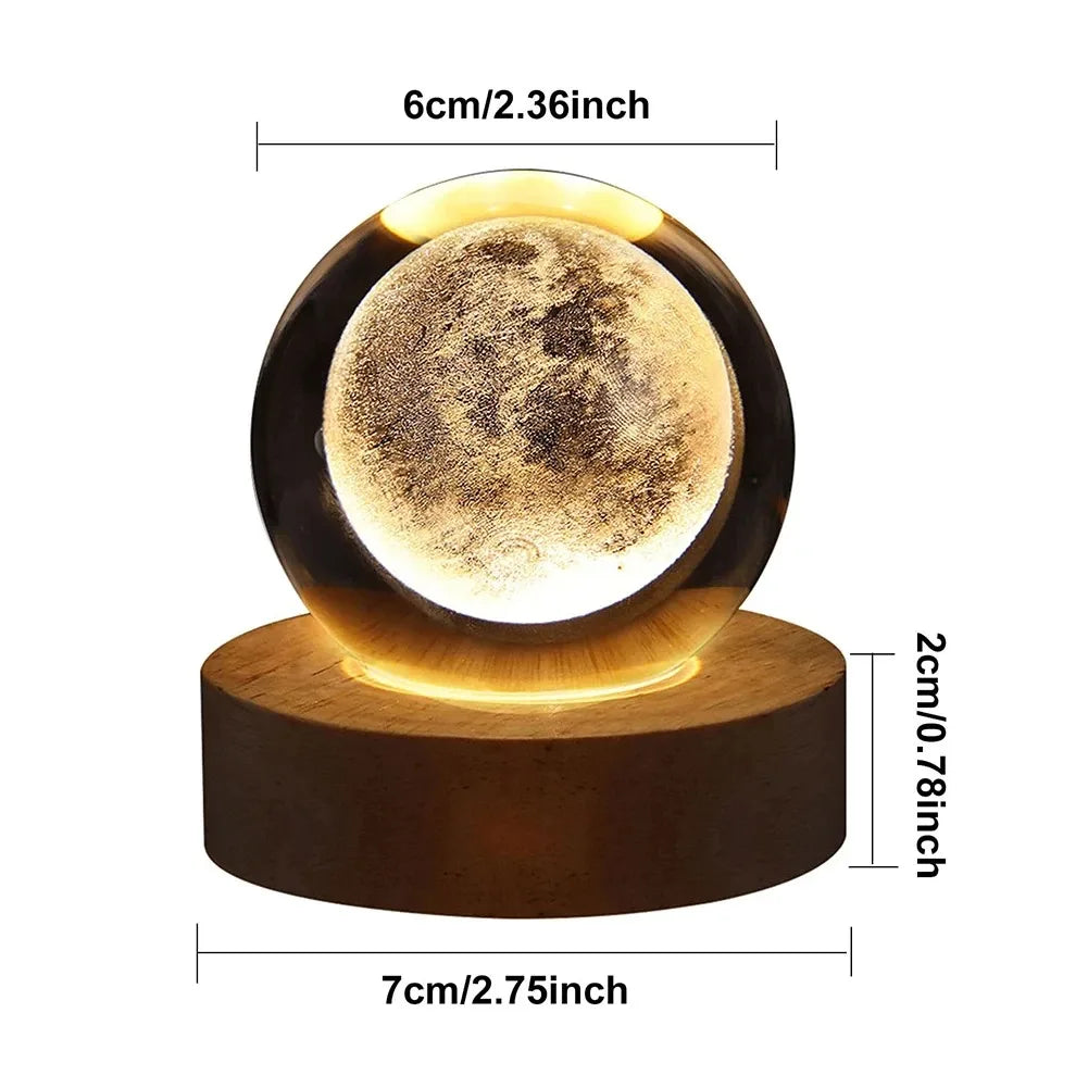 GALAXIE Éblouissante - Lampe à Crystal 3D avec Projections Planétaires - Éclairage USB Ambiance Cozy