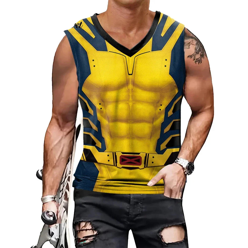 Débardeur de compression inspiré de Deadpool et Wolverine - Gilet d'entraînement pour la musculation Parfait pour le cosplay et les activités de fitness