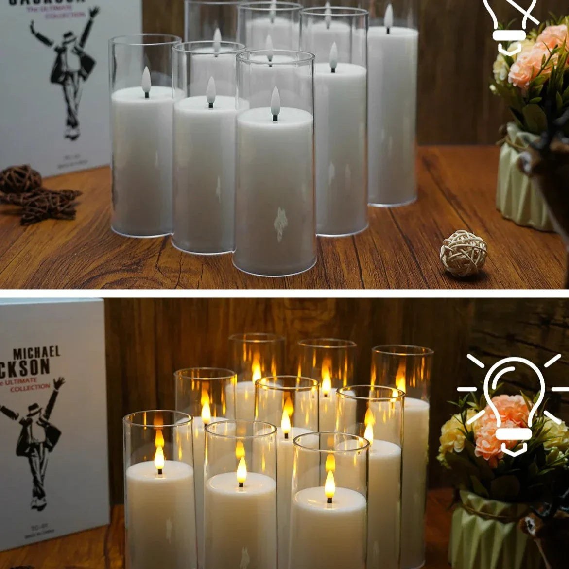 CandleGlow™ Flameless LED Candle Set | 9 Pieces Acrylic Candles | Atmospheric Decoration for Home and Events