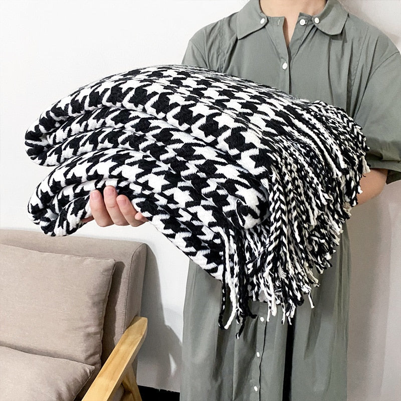 Chic couverture en tricot en chevrons : Noir & Blanc ou Rouge & Blanc