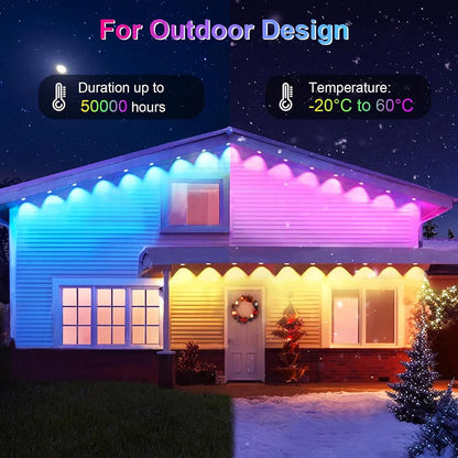Smart RGBIC Permanent Outdoor LED Fairy Christmas Lights - Éclairage étanche pour les avant-toits de Noël et de décoration des fêtes, contrôle Bluetooth