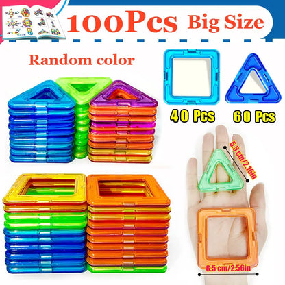 Ensemble de blocs de construction magnétiques créatifs - Grands et mini jouets DIY pour enfants de 7 à 12 ans, cadeau éducatif amusant de construction en couleurs mixtes