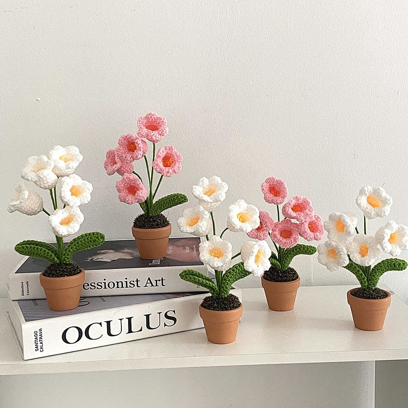 Décor de pot de fleurs au crochet fait main