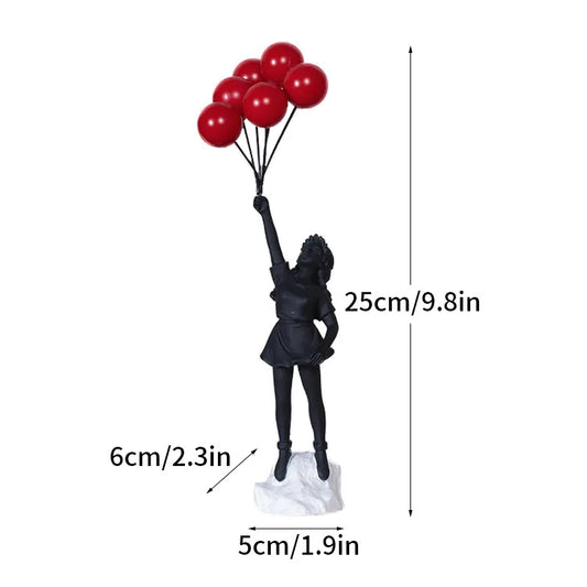 Floroux Banksy Sculpture Collection | Flower Thrower & Balloon Girl | Pop Art Figures | Modern Décor for Office and Home