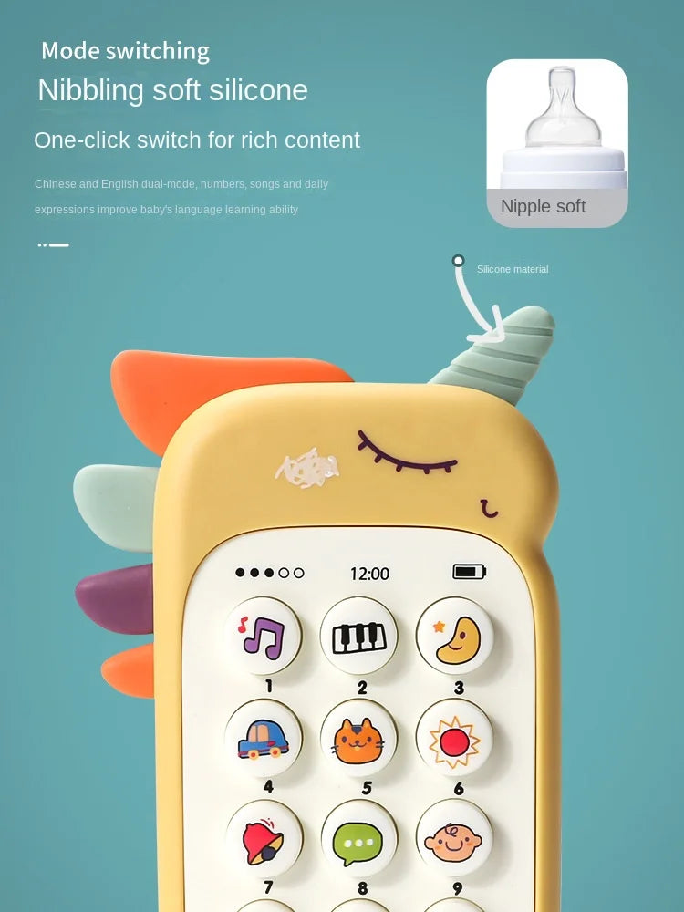 Jouet téléphone musical pour bébé avec anneau de dentition - Téléphone sonore d'apprentissage précoce pour nourrissons, idéal comme cadeau pour enfants pour dormir et jouer