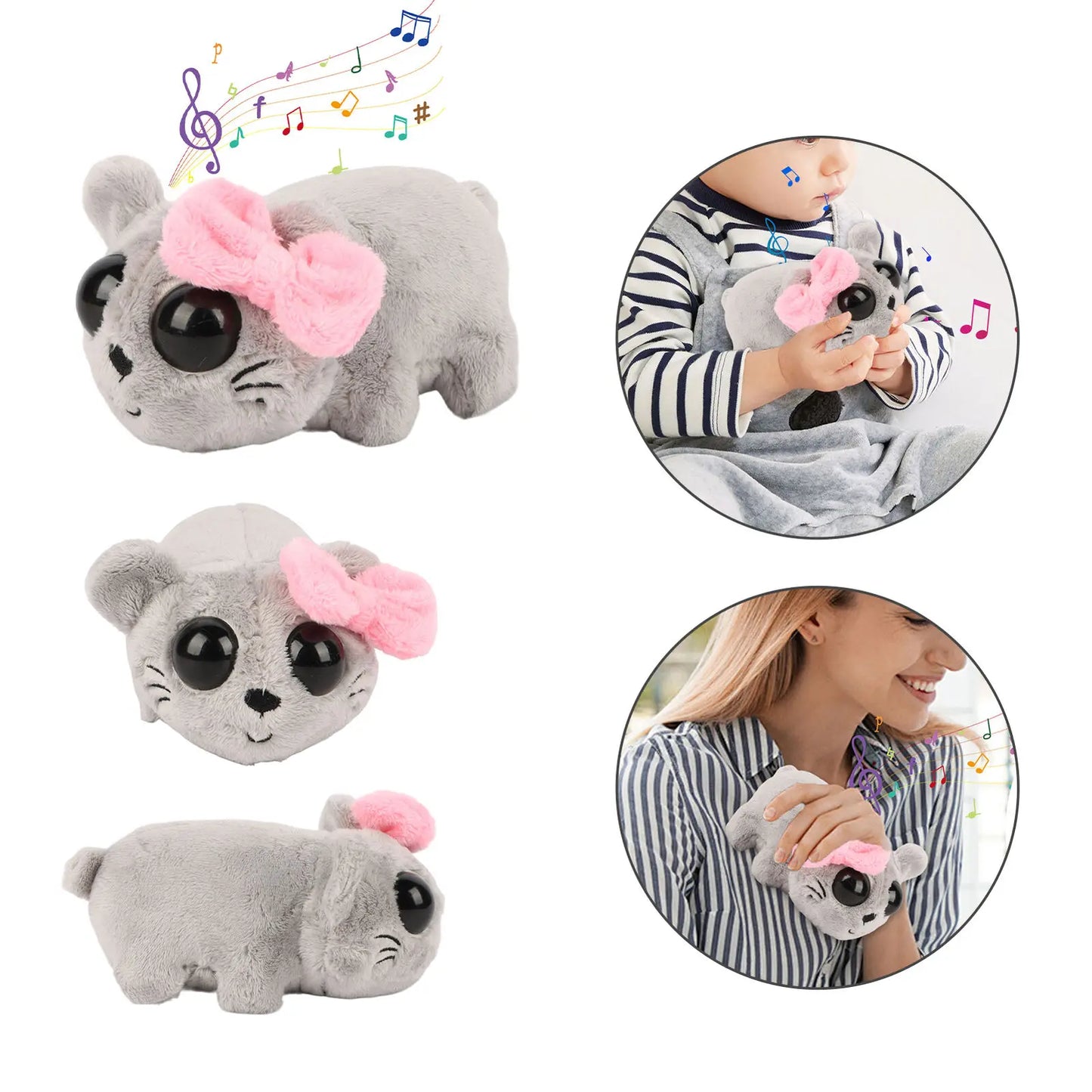 Jouet en peluche hamster triste kawaii avec son - Animal en peluche doux pour enfants, cadeau parfait pour les anniversaires et la Saint-Valentin, décoration câline de 6"