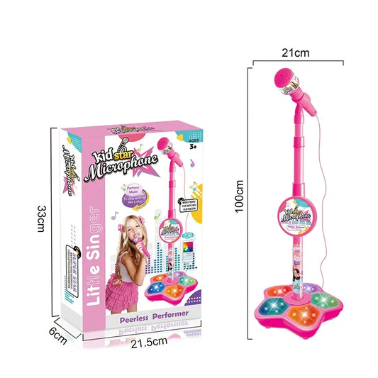 Microphone de karaoké pour enfants ajustable avec support - Jouet musical amusant pour garçons et filles, cadeau d'anniversaire éducatif, compatible MP3